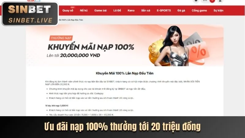 Ưu đãi hoàn trả tiền mặt e2bet